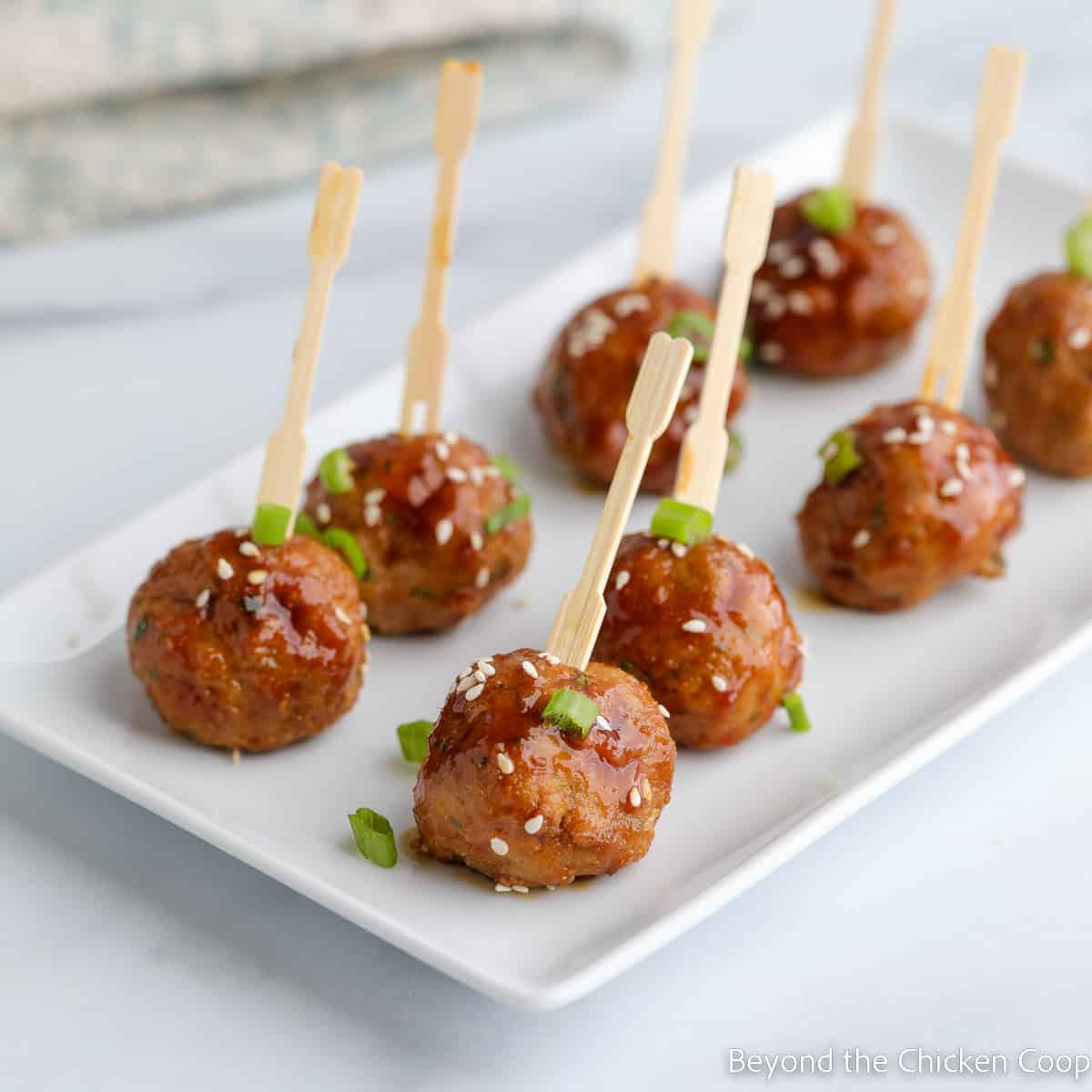 Small meatballs on a plate. 