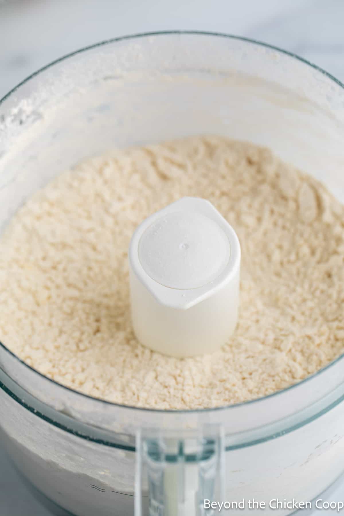 Processed butter and flour in a mixer. 