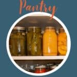 Jars of home canned food in a pantry.