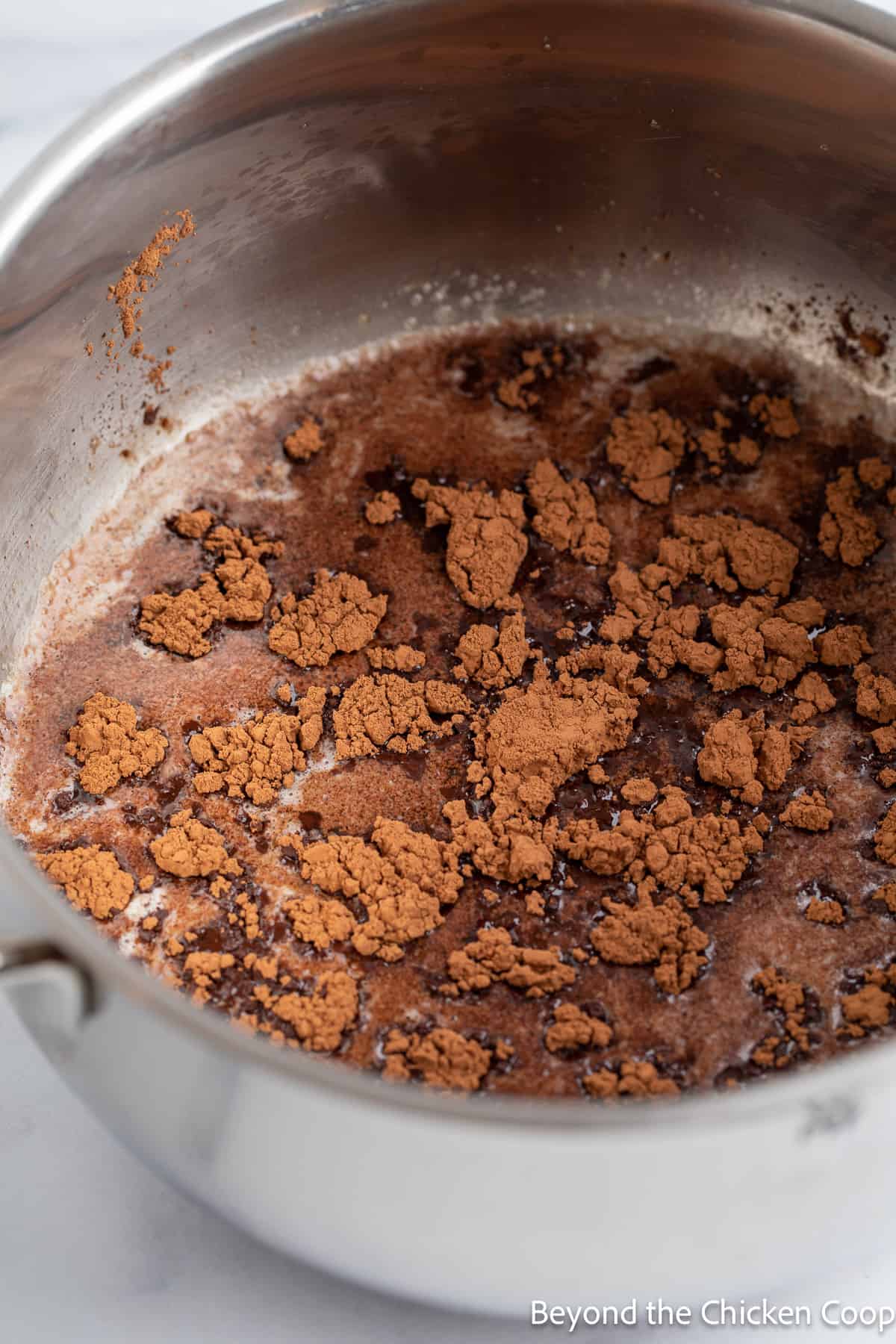 Cocoa butter in a pot with melted butter. 