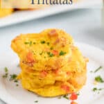 Small bite sized frittata on a plate.
