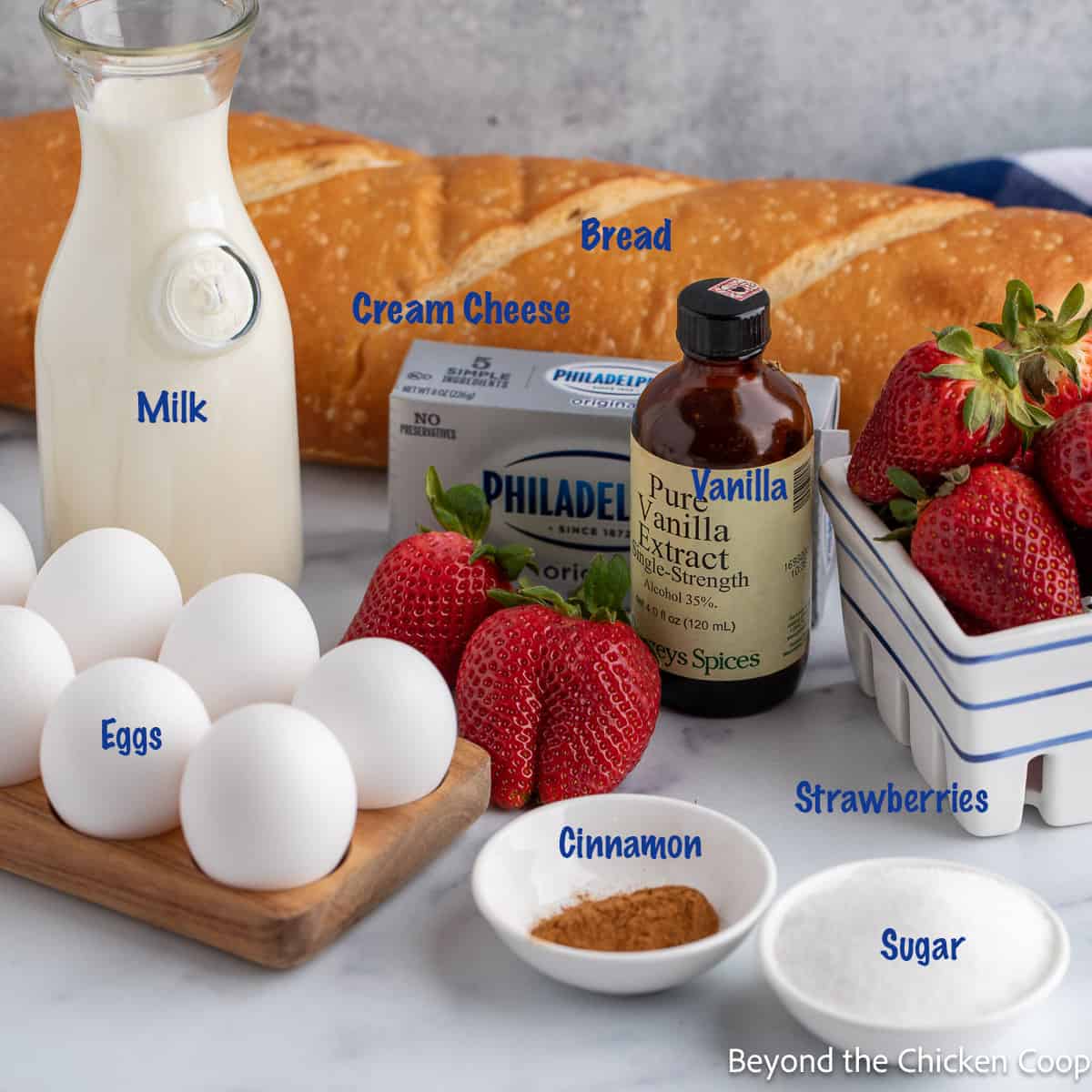 Ingredients for making French toast. 