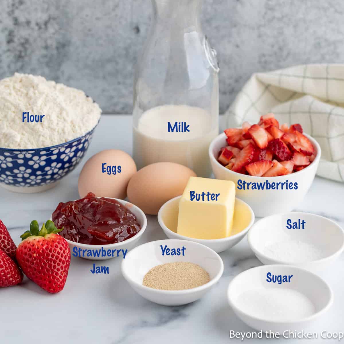 Ingredients in small bowls. 