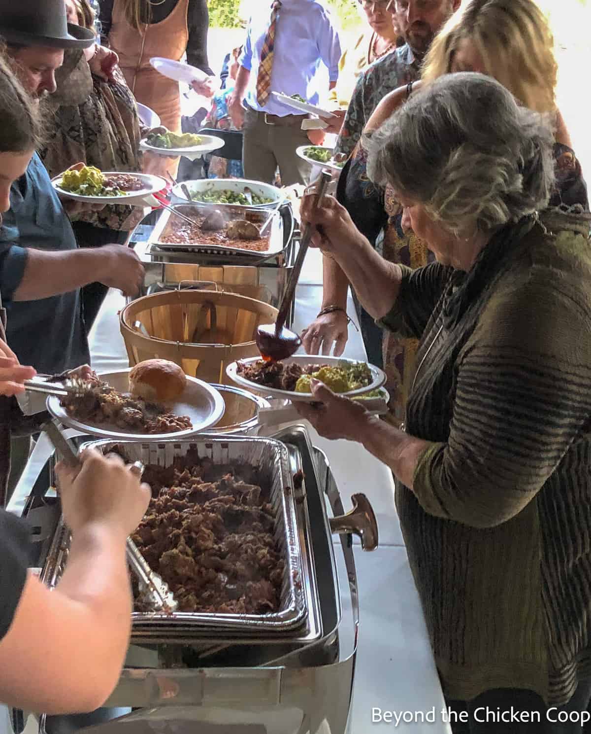 A food buffet at a wedding. 