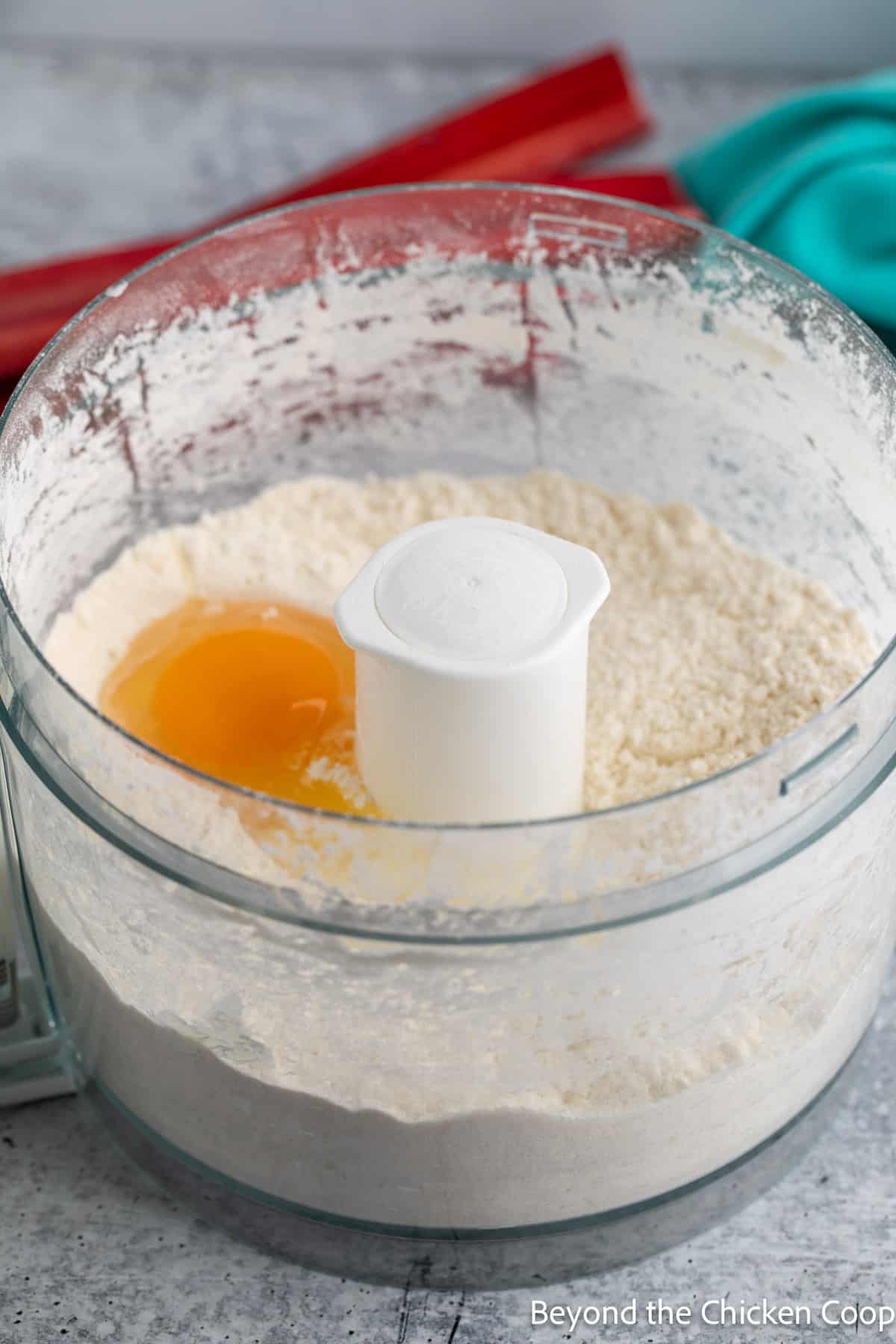 An egg added to flour. 