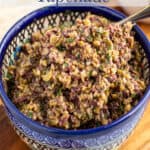 Olive tapenade in a small bowl.