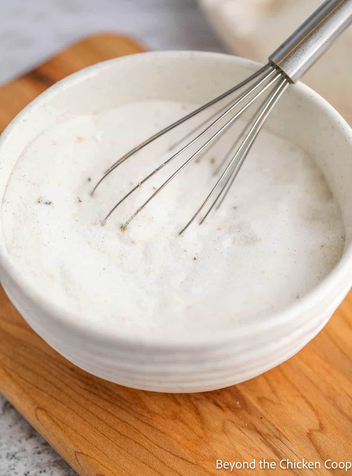 Vanilla bean sugar in a bowl. 
