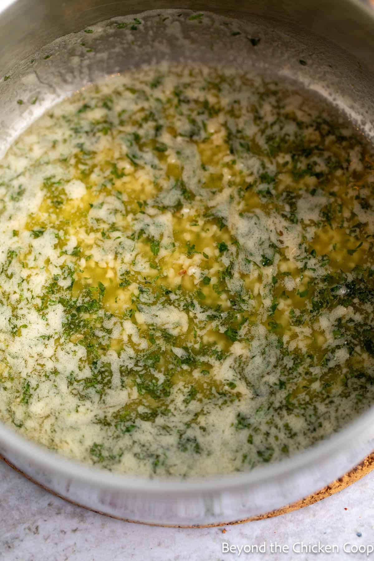 Garlic butter for baked wings. 