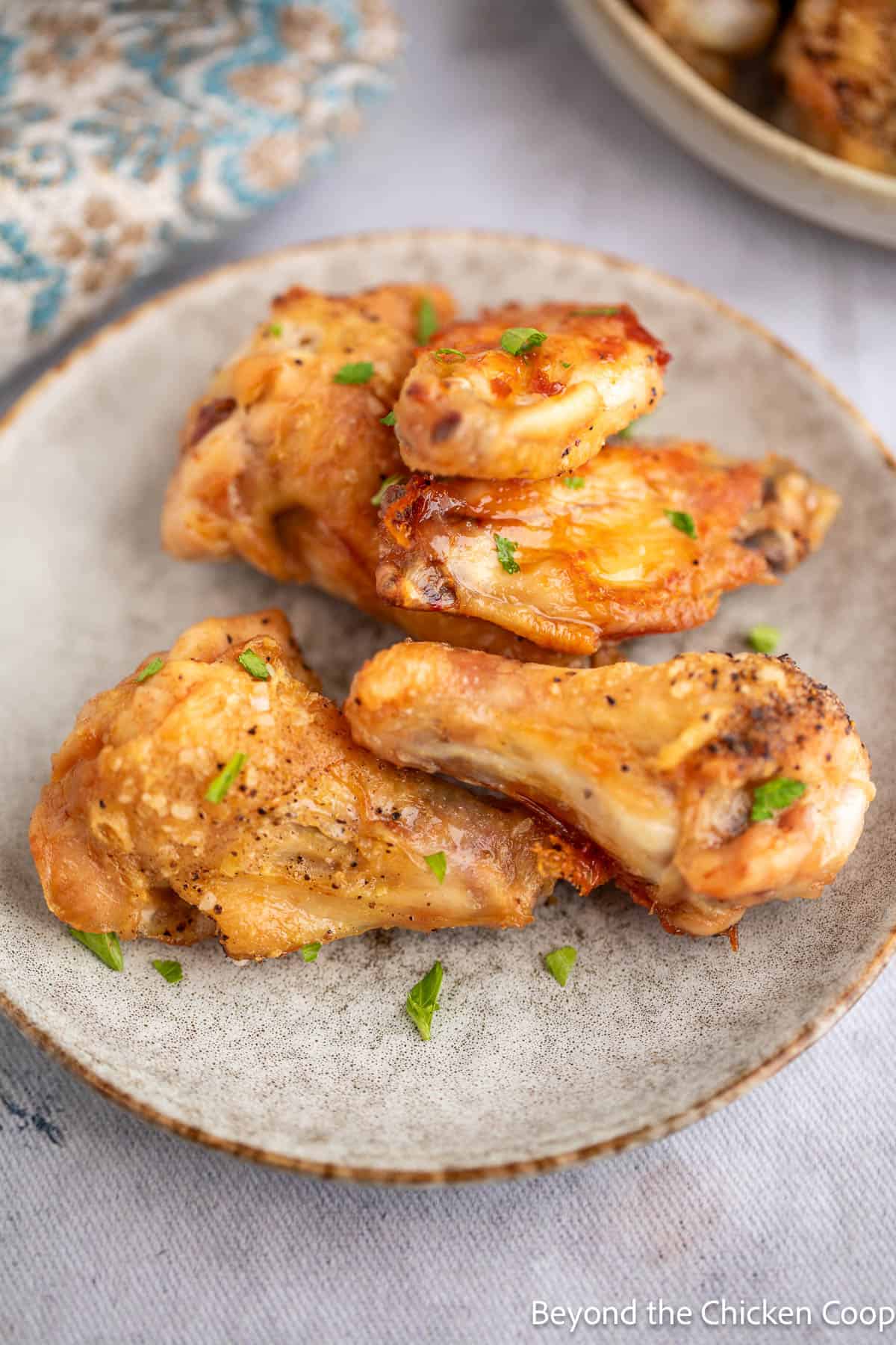 Chicken wings on a plate. 