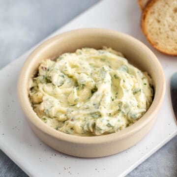 Roasted Garlic Butter in a small dish.