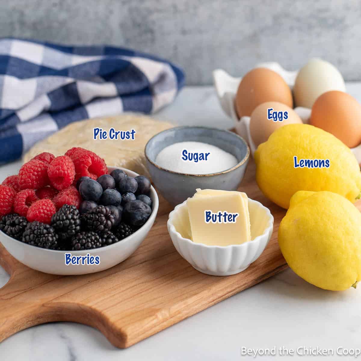 Ingredients for making mini lemon tarts. 