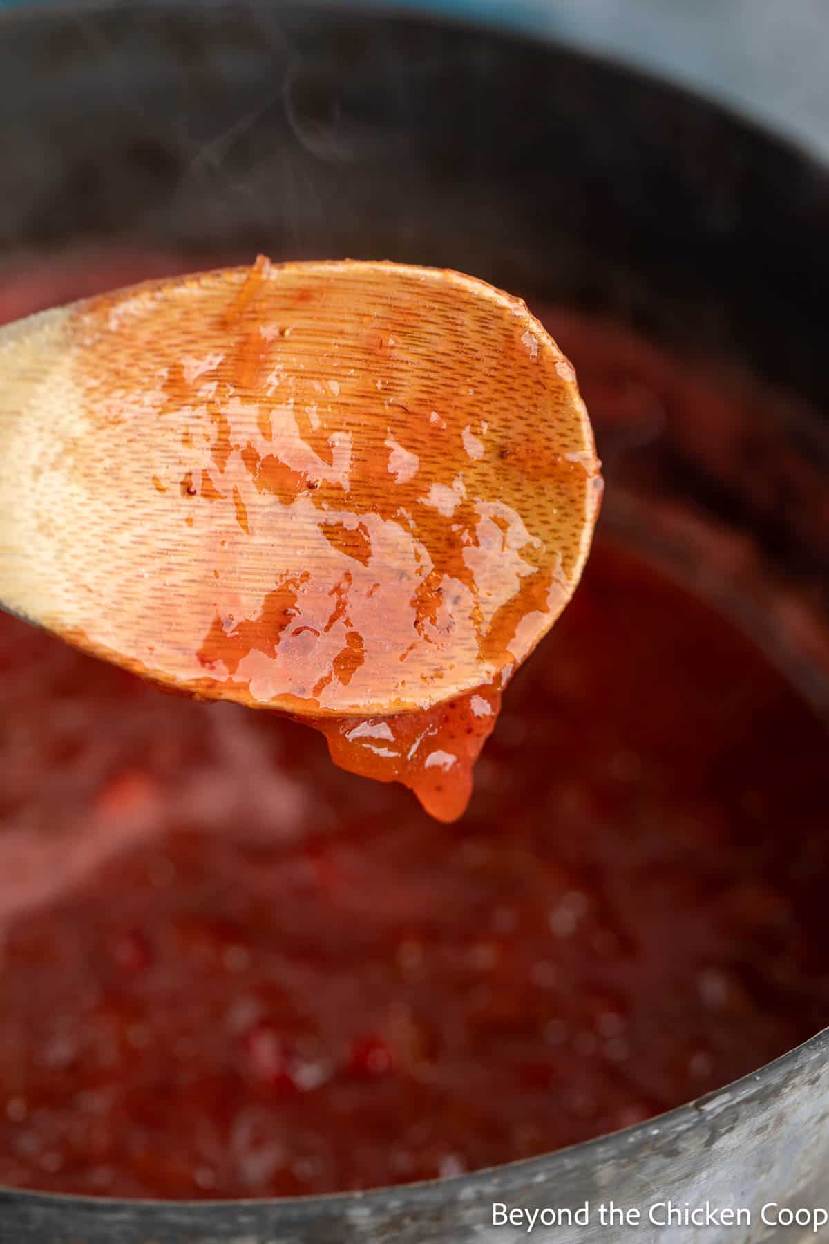 Using the spoon test while making jam. 