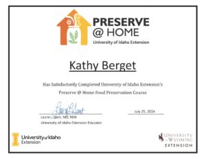 A certificate for completing a preserving class. 