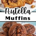 Nutella muffins split in half.