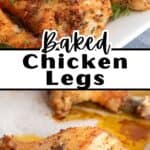 Oven baked drumsticks on a baking sheet.