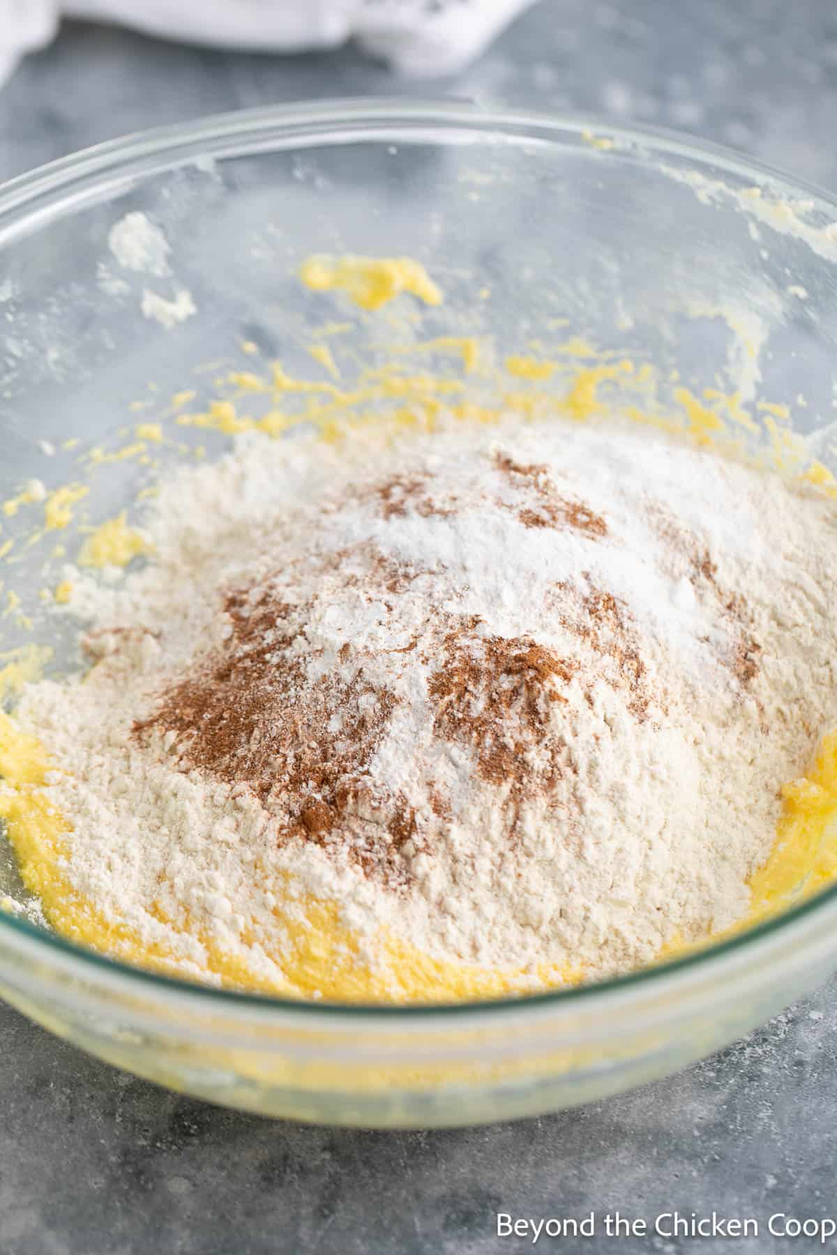 Adding flour and spices to butter. 