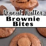 Mini Brownie Peanut Butter cups stacked together.
