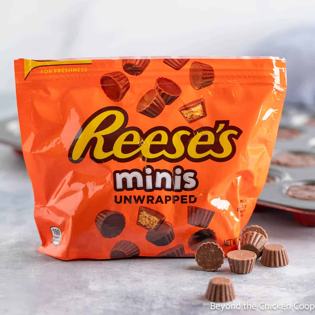 A bag of mini peanut butter cups. 