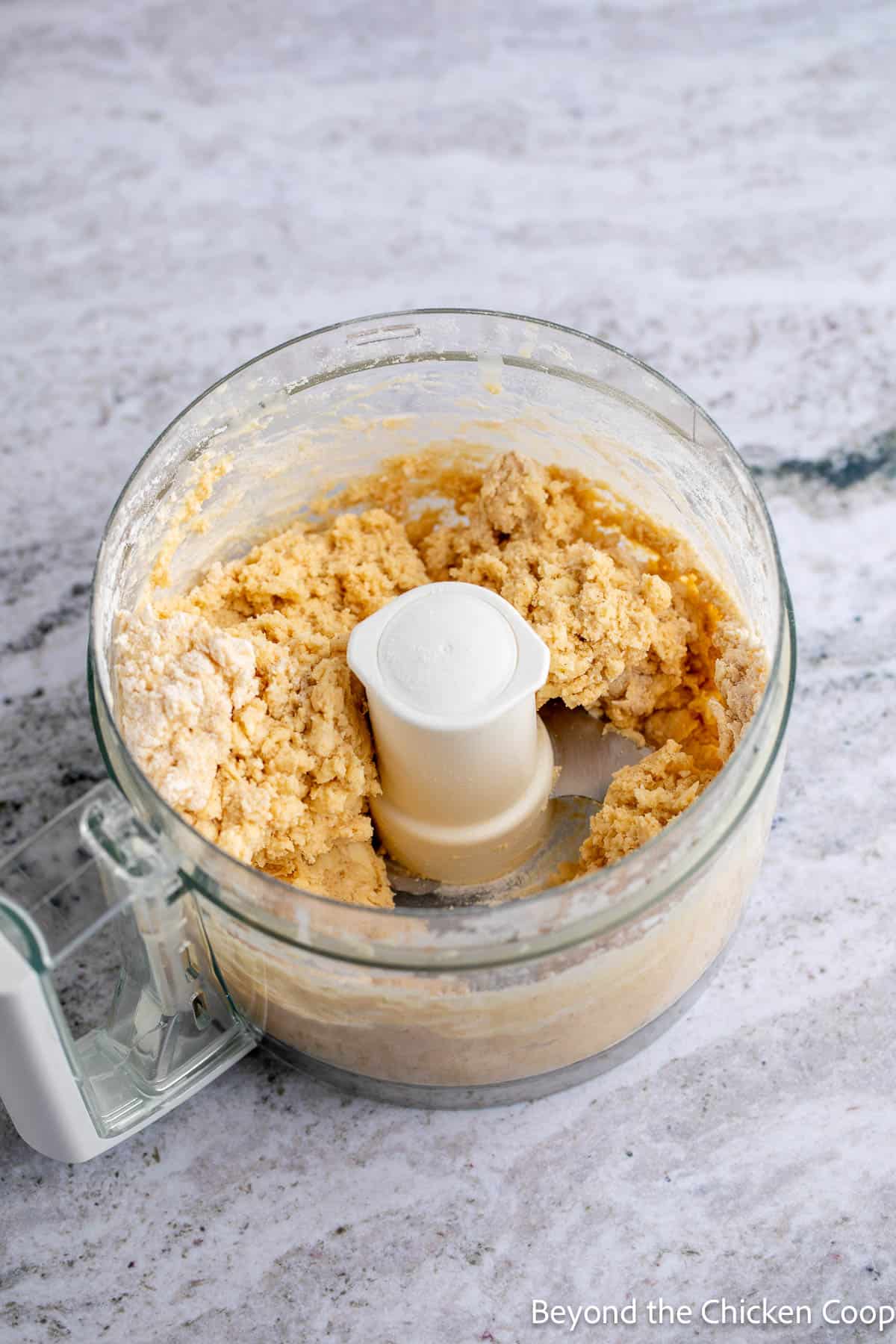 Scone dough in a food processor.