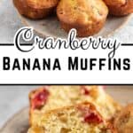 Banana muffins with cranberries on a plate.