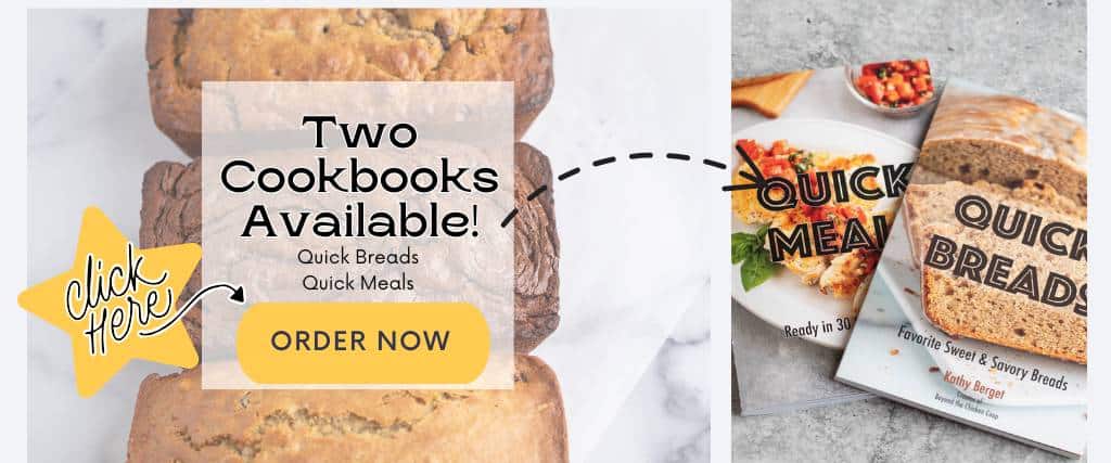 Sales banner for new cookbooks. 