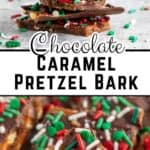 Pretzels covered with chocolate and caramel.