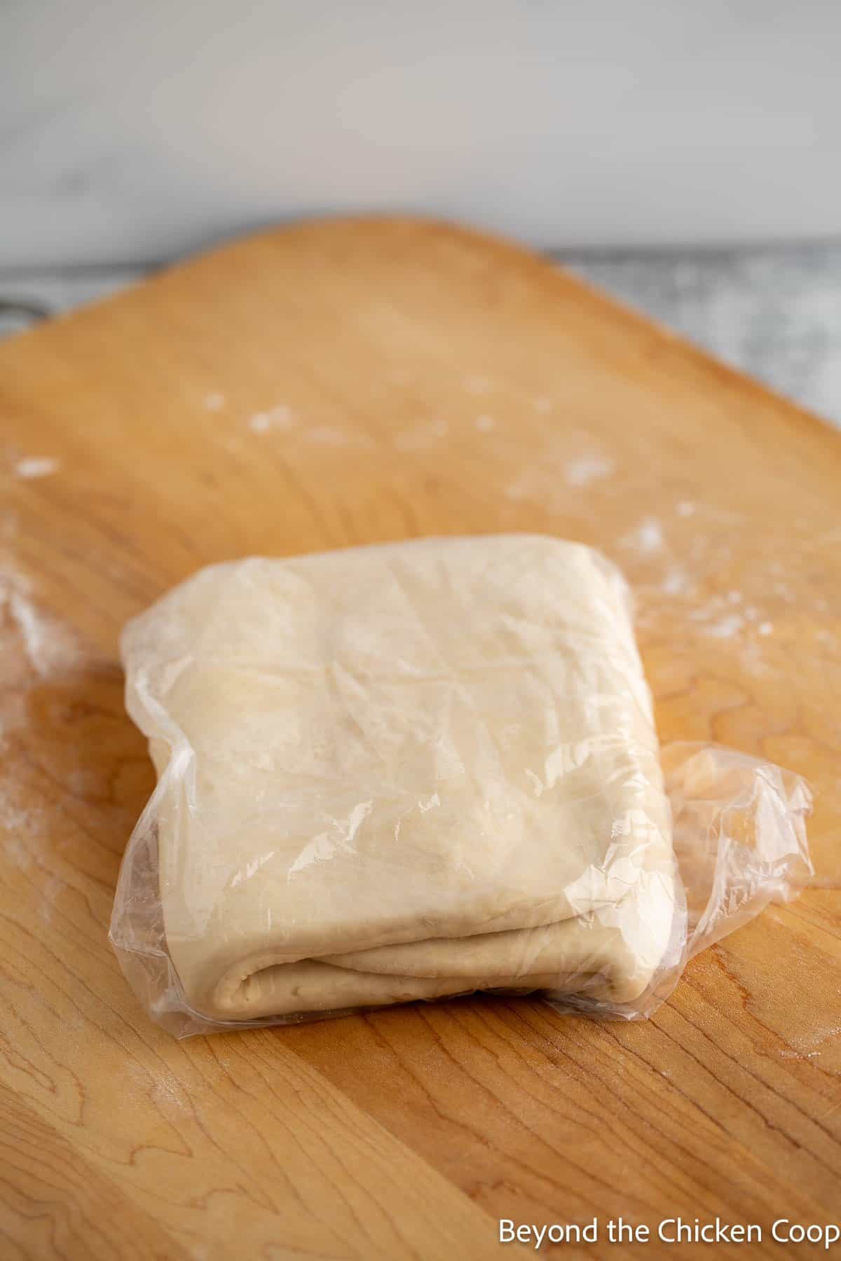Croissant dough in a plastic bag. 