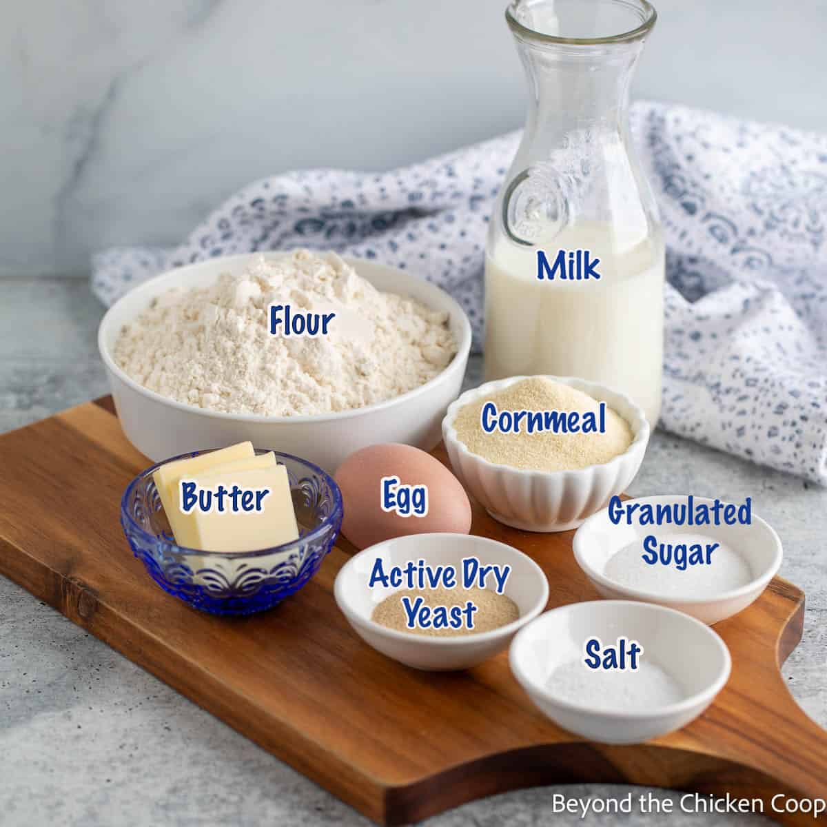 Ingredients for making English muffins. 