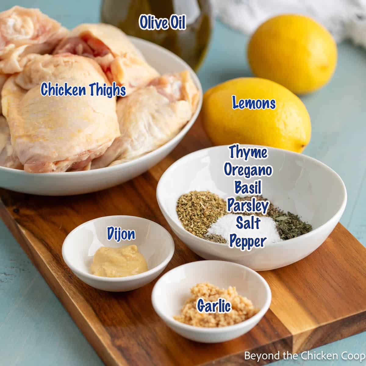 Ingredients for making Greek Lemon Chicken.