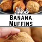 Small muffins stacked on a plate.