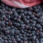 A sheet pan filled with blueberries.