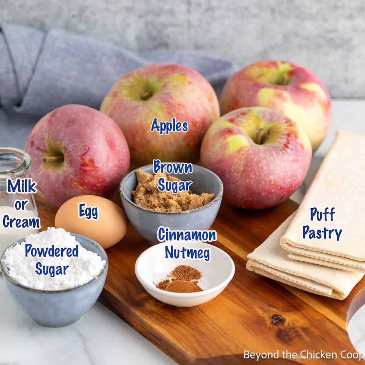 Apples and other ingredients for making turnovers.
