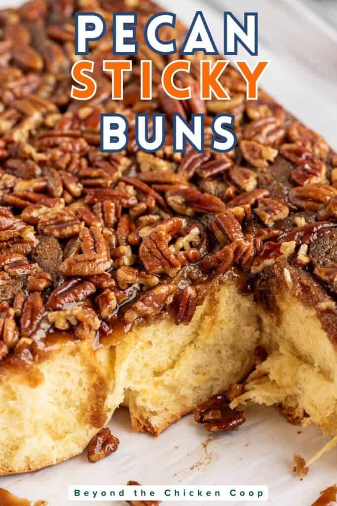 Cinnamon rolls with pecans.