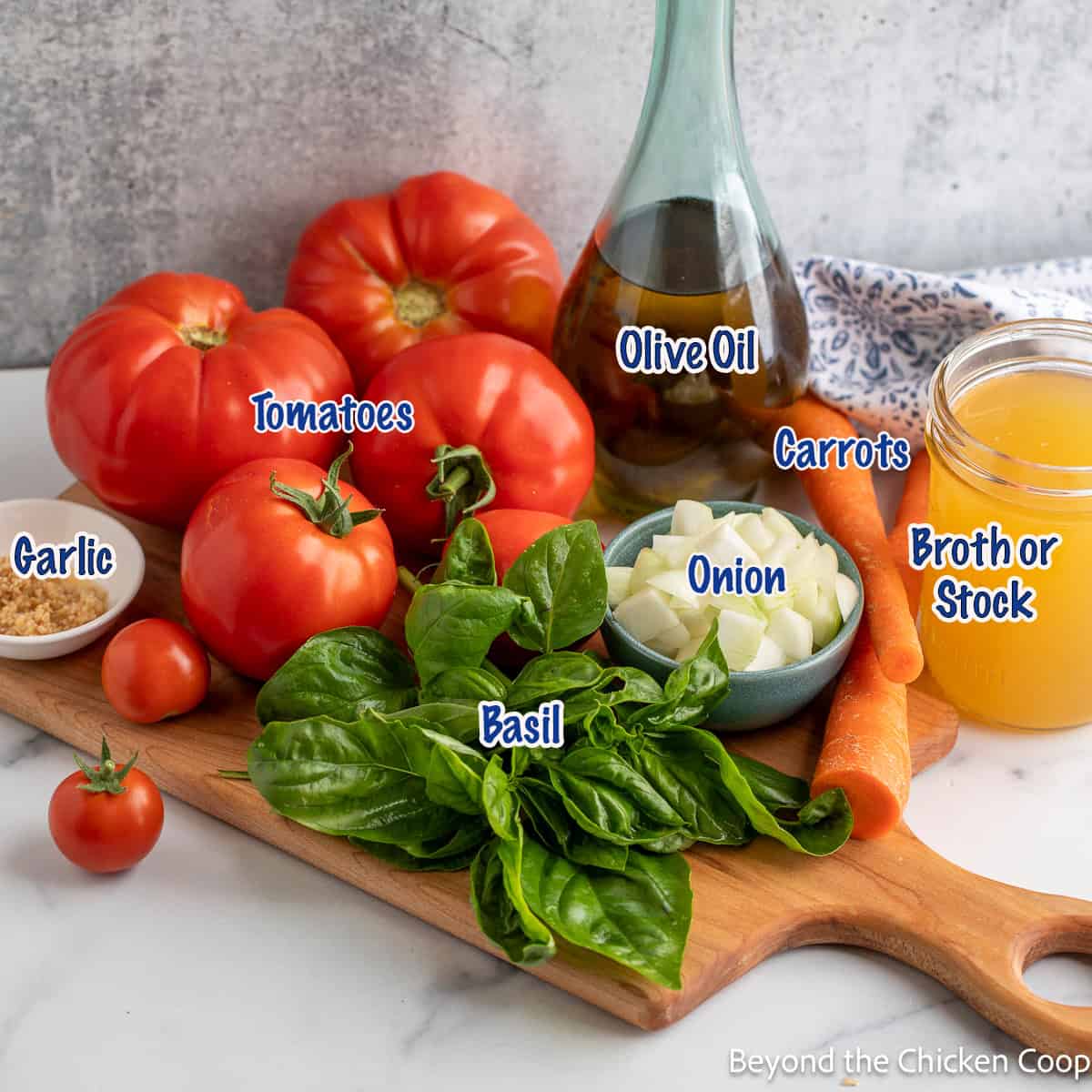 Ingredients for making tomato soup. 