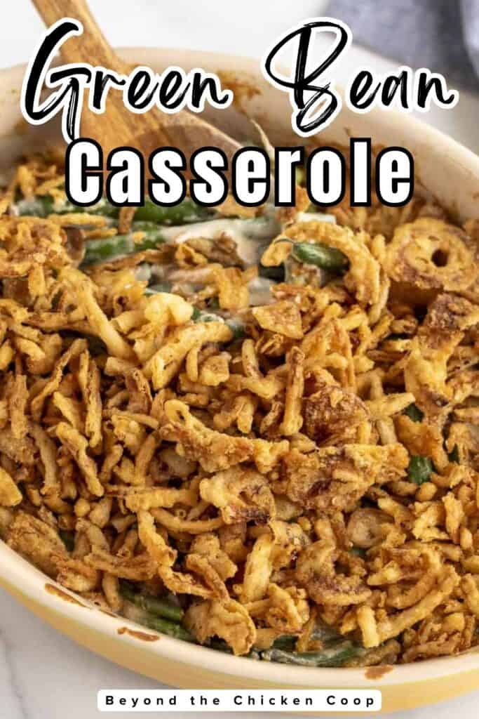 Green beans in a yellow dish.