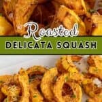 Slices of roasted squash on a platter.