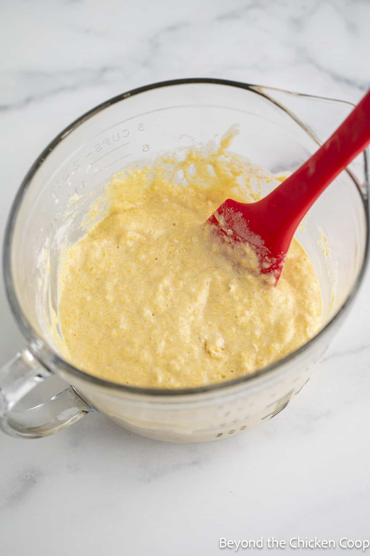 Cornbread batter in a bow