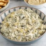 Spinach Artichoke Dip in a bowl.