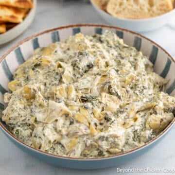Spinach Artichoke Dip in a bowl.