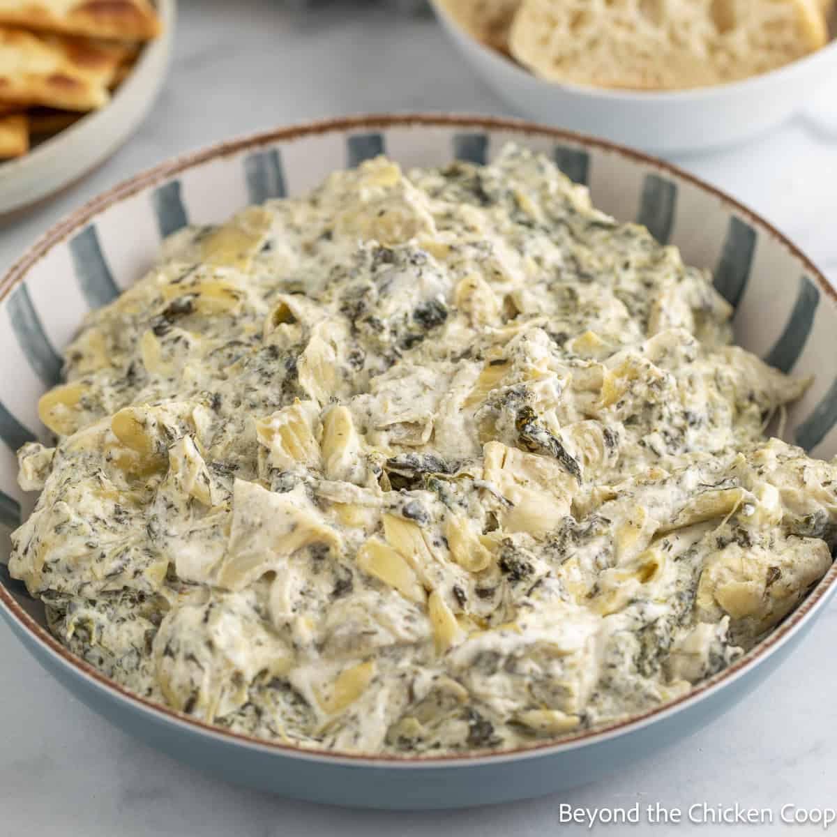 Spinach Artichoke Dip in a bowl.