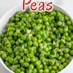 A bowl filled with peas and finely chopped shallots.