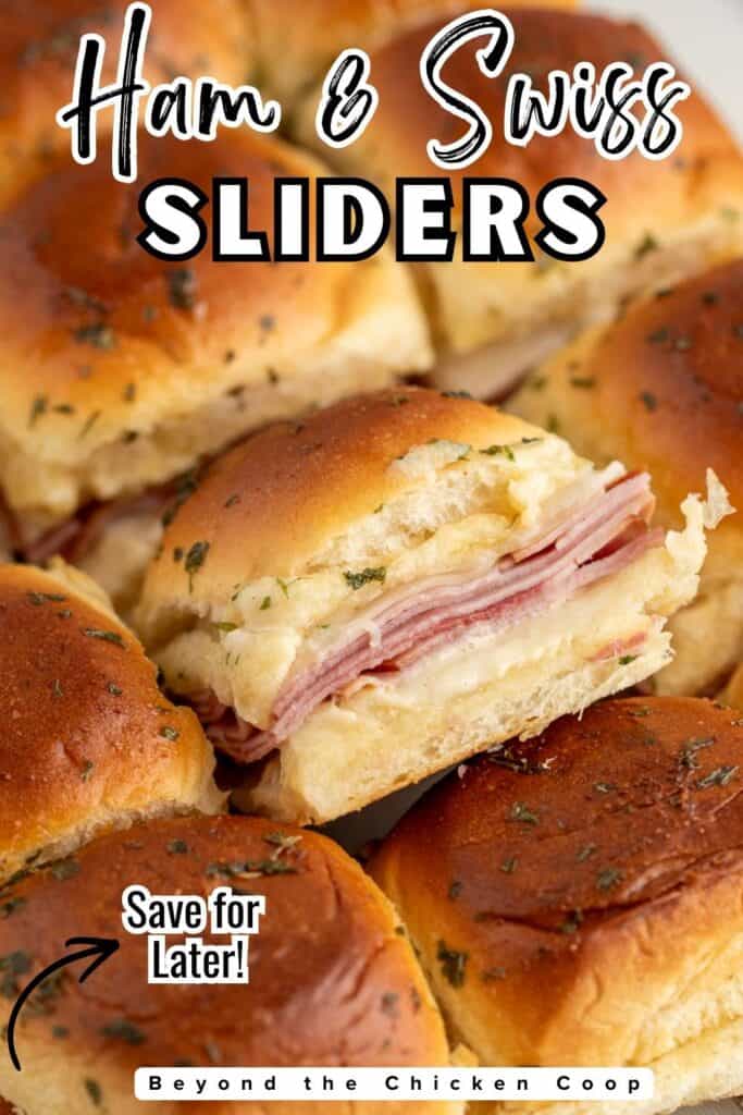 Small buns filled with ham and Swiss cheese.