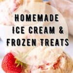 Strawberry Ice Cream in a bowl with fresh strawberries.