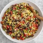 Black Bean Couscous Salad in a white bowl.