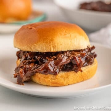 BBQ Beef Sandwiches on a bun.