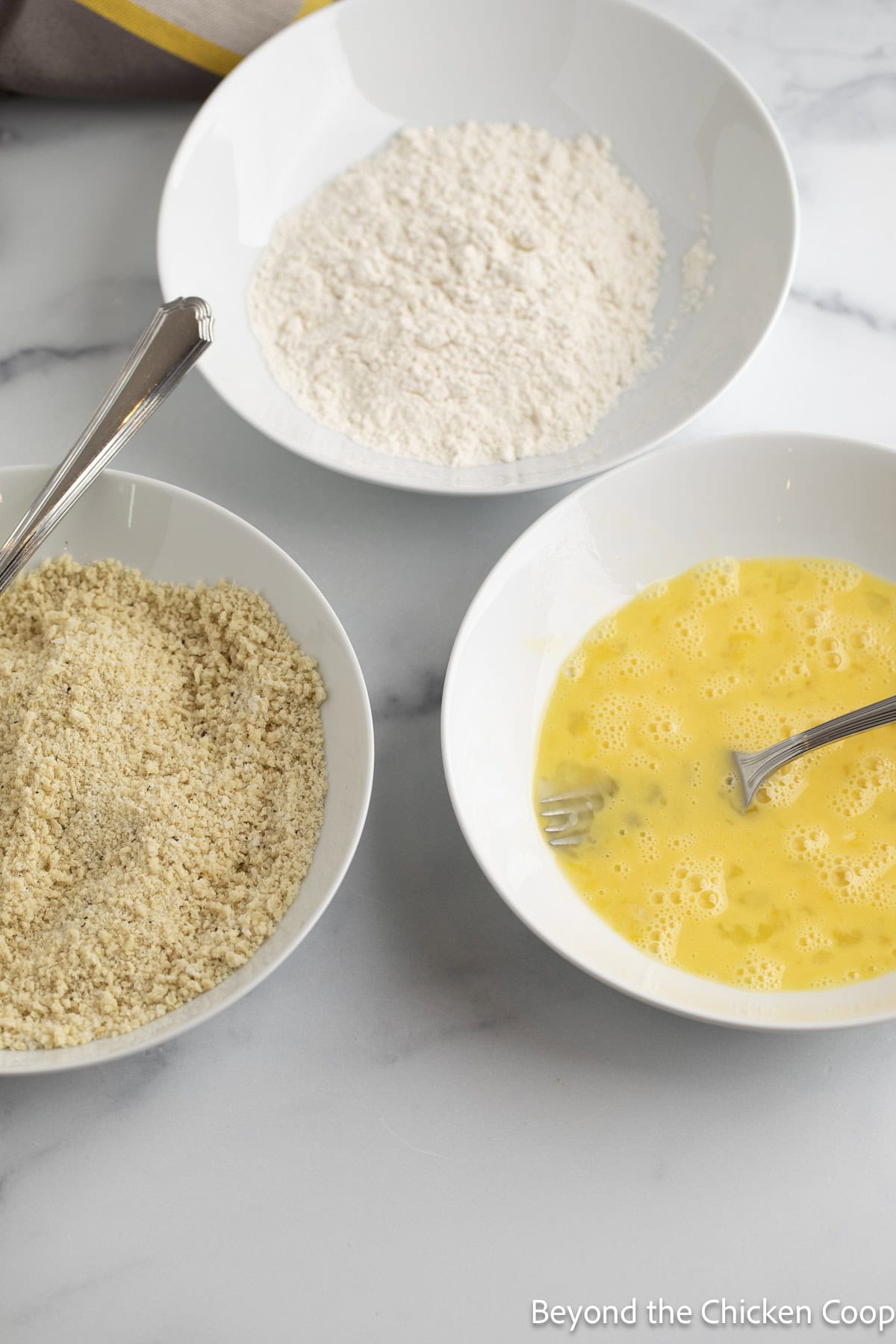 Three bowl breading station.