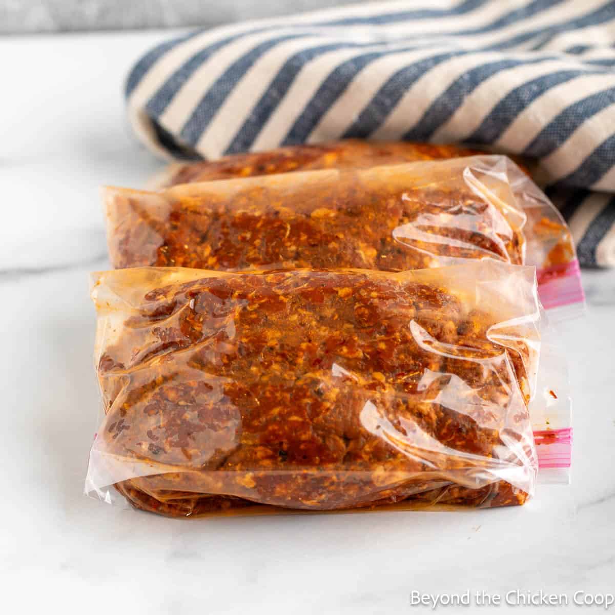 Packages of ground chorizo sausage.